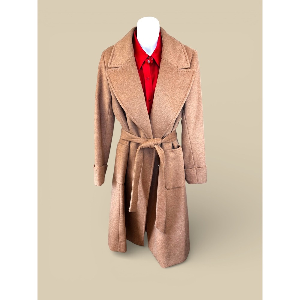 Lauren Ralph Lauren Camel Wool-Blend Belted Trench Coat - Picture 4 of 16